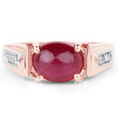 14K Rose Gold Plated 4.71 Carat Genuine Glass Filled Ruby and White Topaz .925 Sterling Silver Ring-6