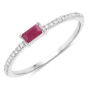 0.22 Carat Genuine Ruby and White Diamond 14K White Gold Ring-5