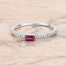 0.22 Carat Genuine Ruby and White Diamond 14K White Gold Ring-8