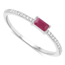 0.22 Carat Genuine Ruby and White Diamond 14K White Gold Ring-6