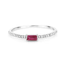 0.22 Carat Genuine Ruby and White Diamond 14K White Gold Ring-7