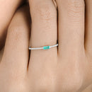 0.18 Carat Genuine Zambian Emerald and White Diamond 14K White Gold Ring-14