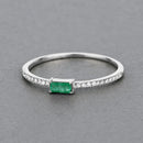 0.18 Carat Genuine Zambian Emerald and White Diamond 14K White Gold Ring-8