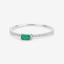 0.18 Carat Genuine Zambian Emerald and White Diamond 14K White Gold Ring-9