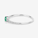 0.18 Carat Genuine Zambian Emerald and White Diamond 14K White Gold Ring-11