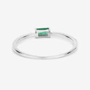 0.18 Carat Genuine Zambian Emerald and White Diamond 14K White Gold Ring-12