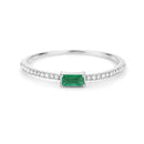 0.18 Carat Genuine Zambian Emerald and White Diamond 14K White Gold Ring-7