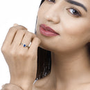 0.44 Carat Genuine Blue Sapphire and White Diamond 14K White Gold Ring-11