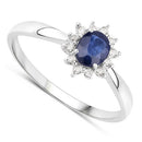 0.44 Carat Genuine Blue Sapphire and White Diamond 14K White Gold Ring-6