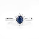 0.44 Carat Genuine Blue Sapphire and White Diamond 14K White Gold Ring-7