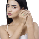 0.40 Carat Genuine Zambian Emerald and White Diamond 14K White Gold Ring-9
