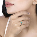 0.40 Carat Genuine Zambian Emerald and White Diamond 14K White Gold Ring-10