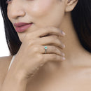 0.40 Carat Genuine Zambian Emerald and White Diamond 14K White Gold Ring-11