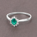 0.40 Carat Genuine Zambian Emerald and White Diamond 14K White Gold Ring-8