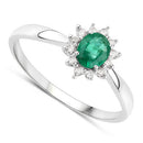 0.40 Carat Genuine Zambian Emerald and White Diamond 14K White Gold Ring-6