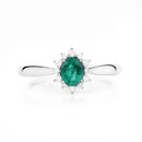 0.40 Carat Genuine Zambian Emerald and White Diamond 14K White Gold Ring-7