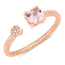 0.62 Carat Genuine Morganite and White Diamond 14K Rose Gold Ring-2
