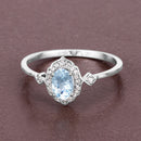 0.48 Carat Genuine Aquamarine and White Diamond 14K White Gold Ring-8