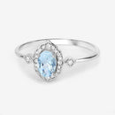 0.48 Carat Genuine Aquamarine and White Diamond 14K White Gold Ring-9