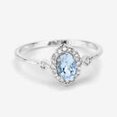 0.48 Carat Genuine Aquamarine and White Diamond 14K White Gold Ring-10