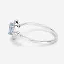 0.48 Carat Genuine Aquamarine and White Diamond 14K White Gold Ring-11