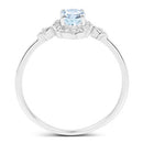 0.48 Carat Genuine Aquamarine and White Diamond 14K White Gold Ring-6
