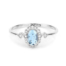 0.48 Carat Genuine Aquamarine and White Diamond 14K White Gold Ring-7