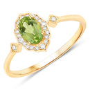 0.49 Carat Genuine Peridot and White Diamond 10K Yellow Gold Ring-1