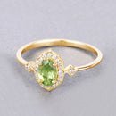 0.49 Carat Genuine Peridot and White Diamond 10K Yellow Gold Ring-2