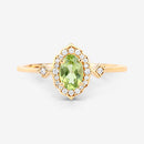 0.49 Carat Genuine Peridot and White Diamond 10K Yellow Gold Ring-6