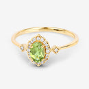 0.49 Carat Genuine Peridot and White Diamond 10K Yellow Gold Ring-7