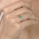 0.67 Carat Genuine Zambian Emerald and White Diamond 14K White Gold Ring-14