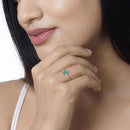 0.67 Carat Genuine Zambian Emerald and White Diamond 14K White Gold Ring-15