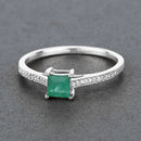 0.67 Carat Genuine Zambian Emerald and White Diamond 14K White Gold Ring-8