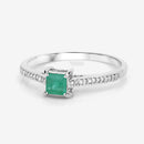 0.67 Carat Genuine Zambian Emerald and White Diamond 14K White Gold Ring-9
