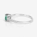 0.67 Carat Genuine Zambian Emerald and White Diamond 14K White Gold Ring-11