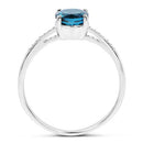 1.05 Carat Genuine London Blue Topaz and White Diamond 14K White Gold Ring-6