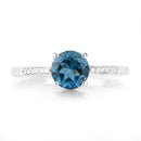 1.05 Carat Genuine London Blue Topaz and White Diamond 14K White Gold Ring-7