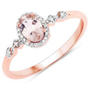 0.48 Carat Genuine Morganite and White Diamond 10K Rose Gold Ring-4