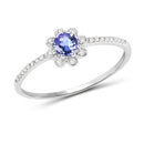 0.30 Carat Genuine Tanzanite and White Diamond 14K White Gold Ring-4