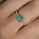 0.64 Carat Genuine Zambian Emerald and White Diamond 14K White Gold Ring-14