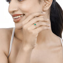 0.64 Carat Genuine Zambian Emerald and White Diamond 14K White Gold Ring-15