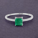 0.64 Carat Genuine Zambian Emerald and White Diamond 14K White Gold Ring-8