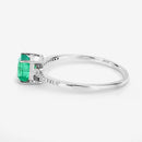 0.64 Carat Genuine Zambian Emerald and White Diamond 14K White Gold Ring-11