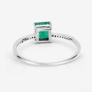 0.64 Carat Genuine Zambian Emerald and White Diamond 14K White Gold Ring-12