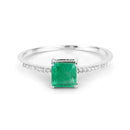 0.64 Carat Genuine Zambian Emerald and White Diamond 14K White Gold Ring-7