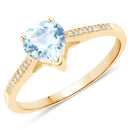 0.65 Carat Genuine Aquamarine and White Diamond 14K Yellow Gold Ring-5