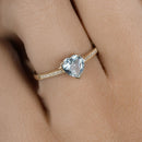 0.65 Carat Genuine Aquamarine and White Diamond 14K Yellow Gold Ring-10