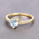 0.65 Carat Genuine Aquamarine and White Diamond 14K Yellow Gold Ring-8