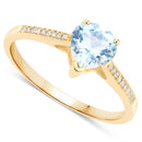 0.65 Carat Genuine Aquamarine and White Diamond 14K Yellow Gold Ring-6